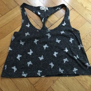 Black and white butterfly crop top